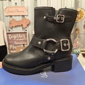 Universal Thread Connor Ankle Boots Black Buckle Moto Shorties Women's